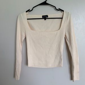 Topshop square neck 3/4 sleeve crop top